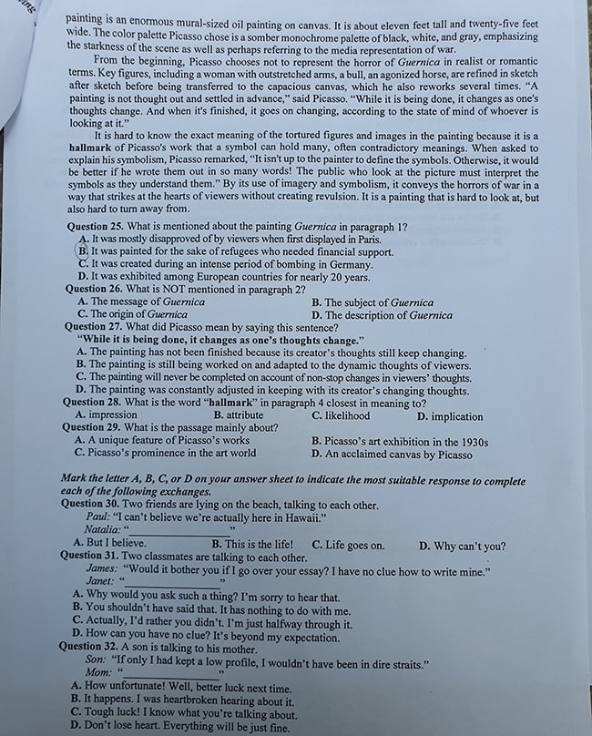 Đề Anh thi vào 10 chuyên Khoa học Xã hội và Nhân văn 2022