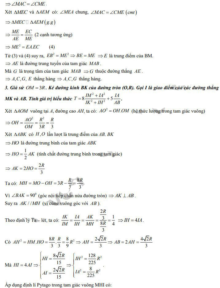 Đáp án Đề Toán thi vào lớp 10 chuyên Lê Hồng Phong 2022