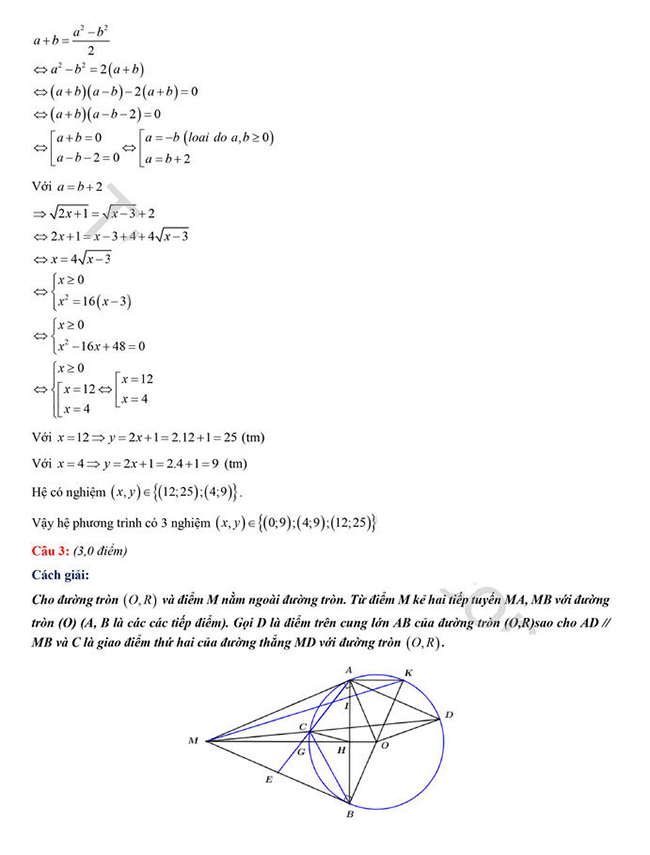 Đáp án Đề Toán thi vào lớp 10 chuyên Lê Hồng Phong 2022