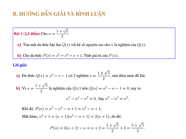Đáp án đề thi chuyên Toán đại học Sư phạm 2021