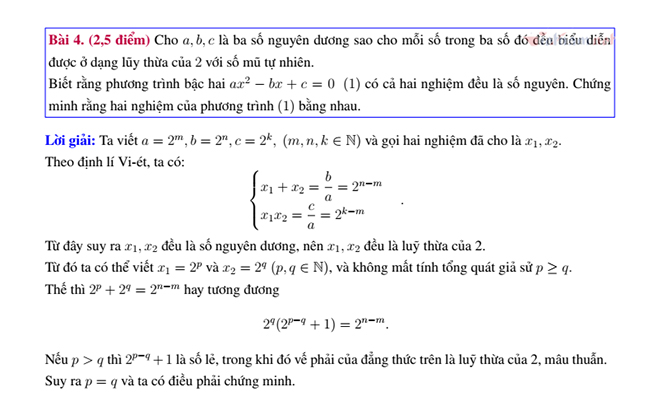 Đáp án đề thi chuyên Toán đại học Sư phạm 2021