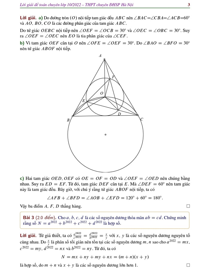 Đề Toán chuyên Sư phạm 2022 - lớp chuyên Toán Tin
