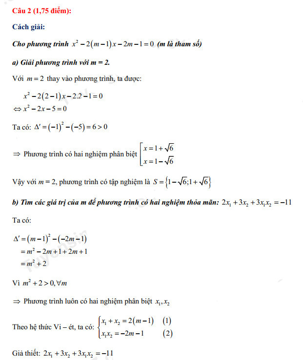 Đáp án đề thi vào 10 Toán Quảng Ninh 2022