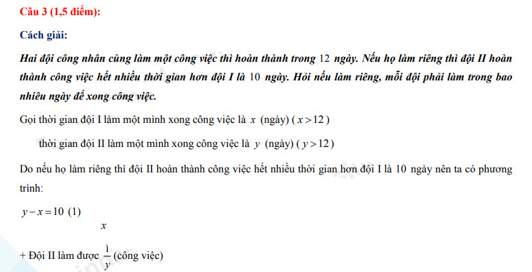 Đáp án đề thi vào 10 Toán Quảng Ninh 2022
