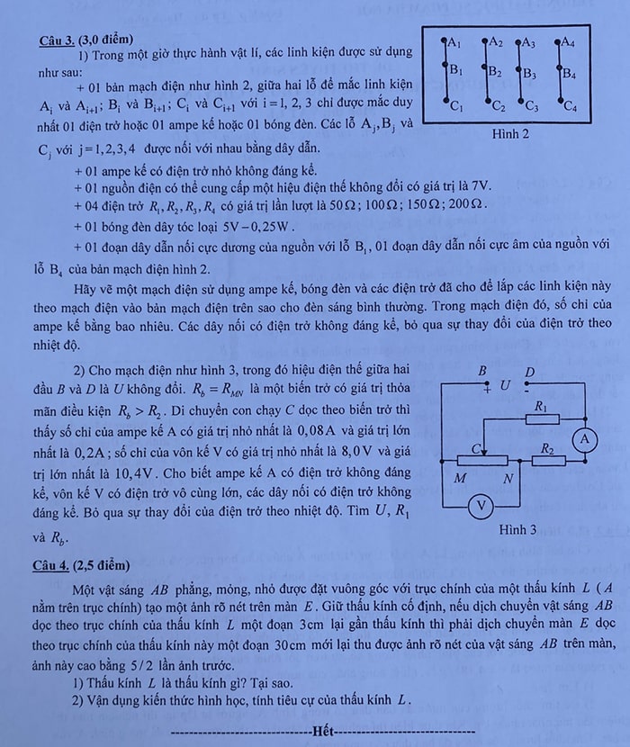 Đề Lý chuyên Sư Phạm 2022