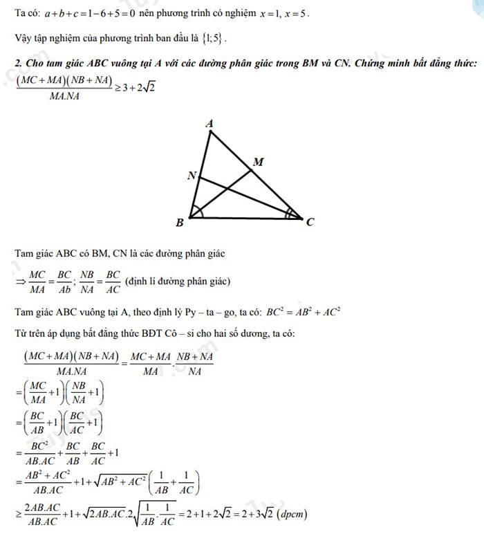 Đáp án đề thi tuyển sinh lớp 10 môn Toán 2022 Điện Biên