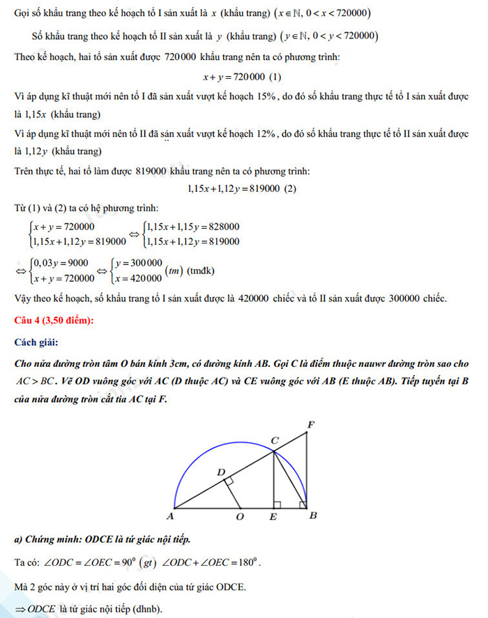 Đáp án đề thi vào 10 môn Toán Khánh Hòa 2022