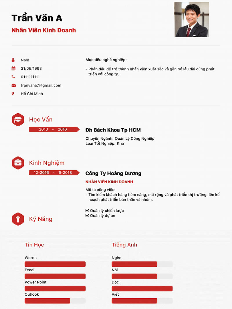 Mẫu CV xin việc căn bản