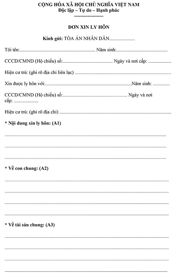 Cách viết đơn xin ly hôn