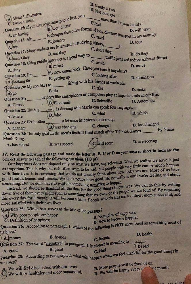 Đề thi vào lớp 10 môn Anh Bắc Giang 2022