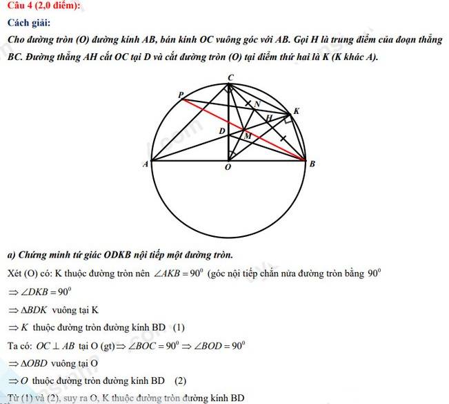 Đáp án đề thi vào 10 môn Toán 2022 Bắc Giang
