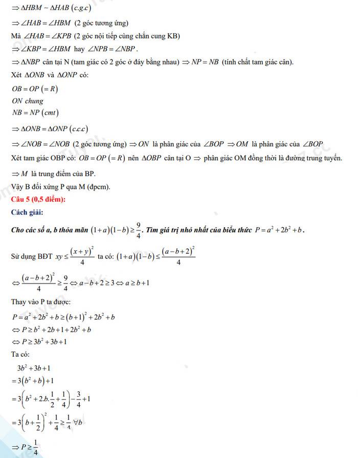 Đáp án đề thi vào 10 môn Toán 2022 Bắc Giang