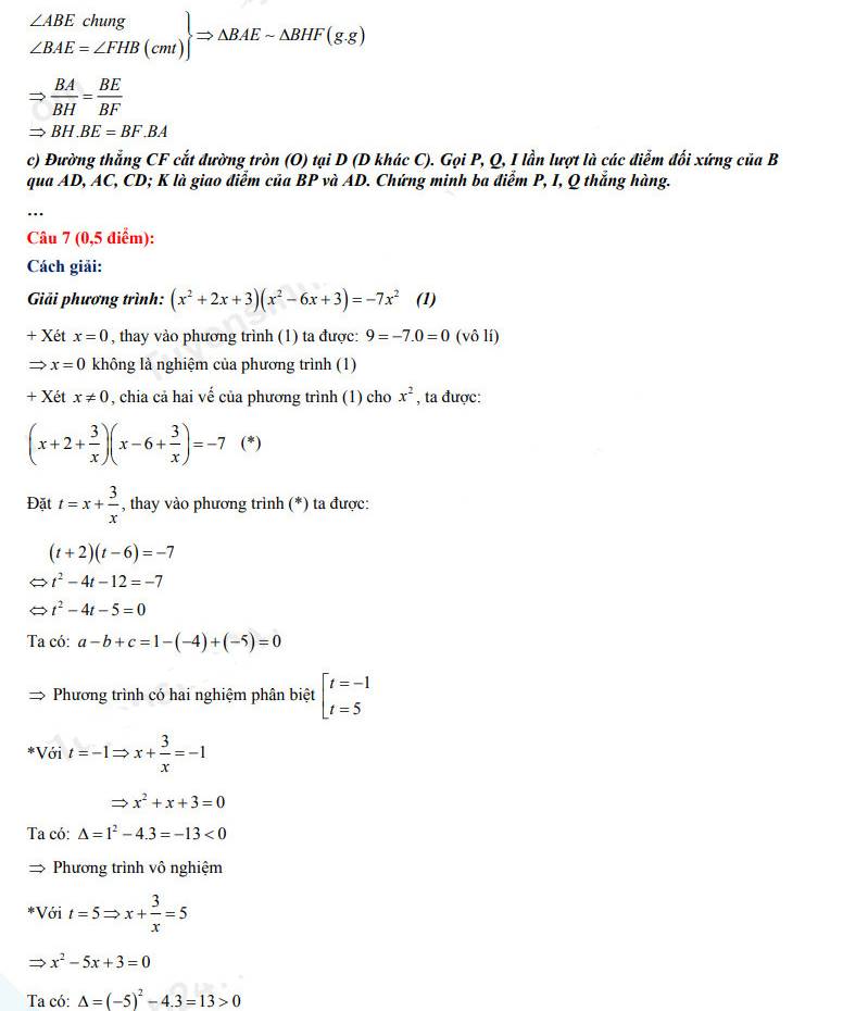 Đáp án đề Toán thi vào lớp 10 2022 tỉnh Vĩnh Long
