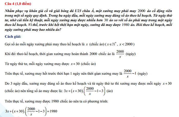 Đáp án đề thi vào lớp 10 môn Toán Quảng Trị 2022