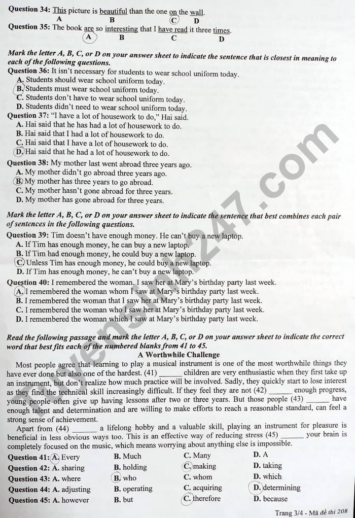 Đề thi vào lớp 10 môn Anh Nghệ An 2022
