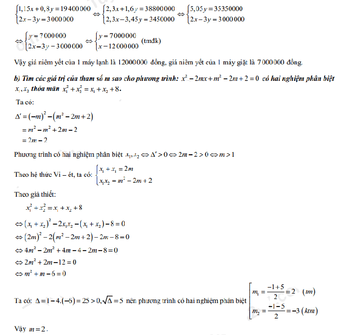 Đáp án đề thi vào 10 2022 môn Toán Cần Thơ