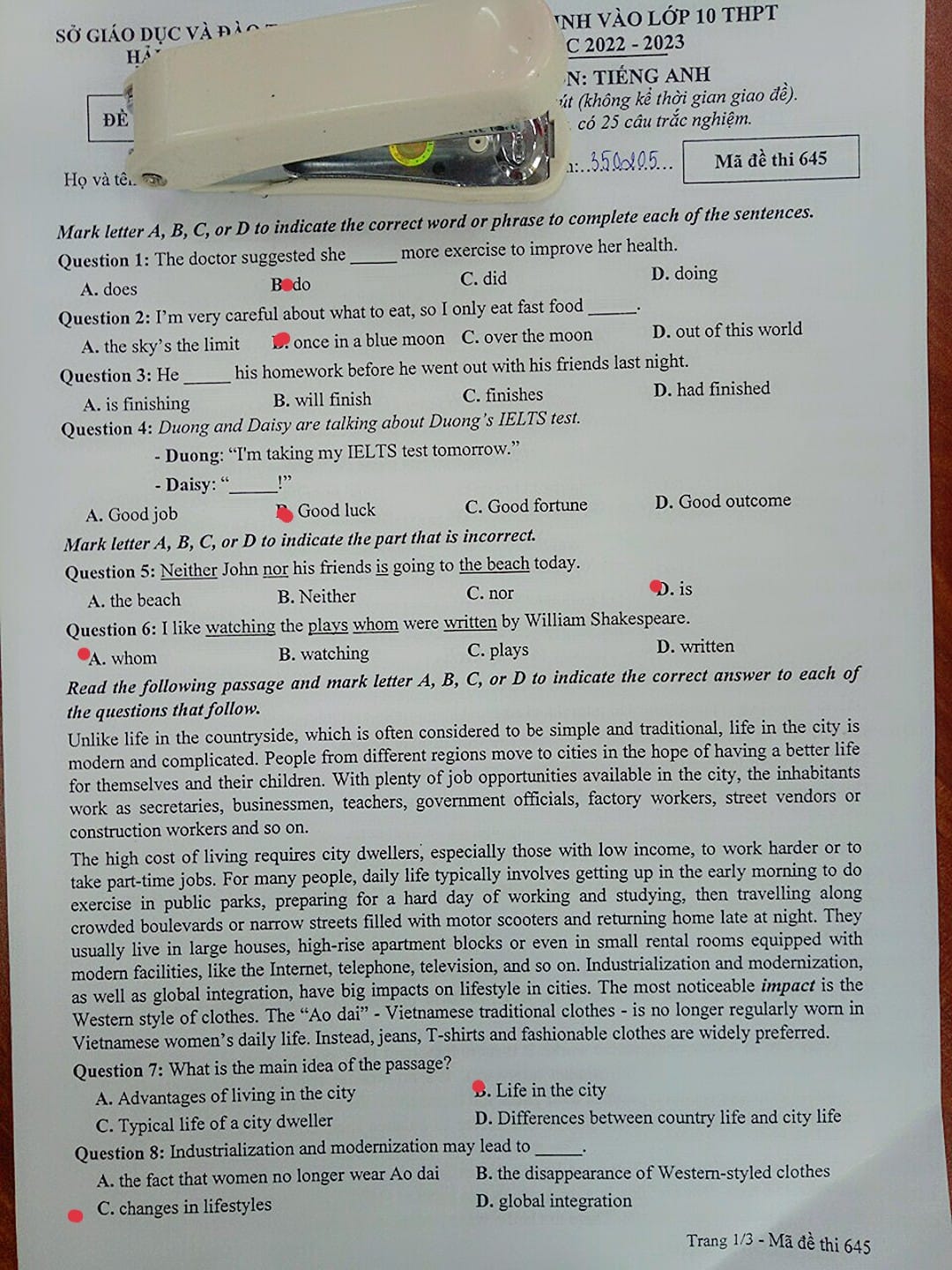 Gợi ý đáp án môn Tiếng Anh vào lớp 10 tỉnh Hải Phòng năm 2022 đầy đủ nhất 1