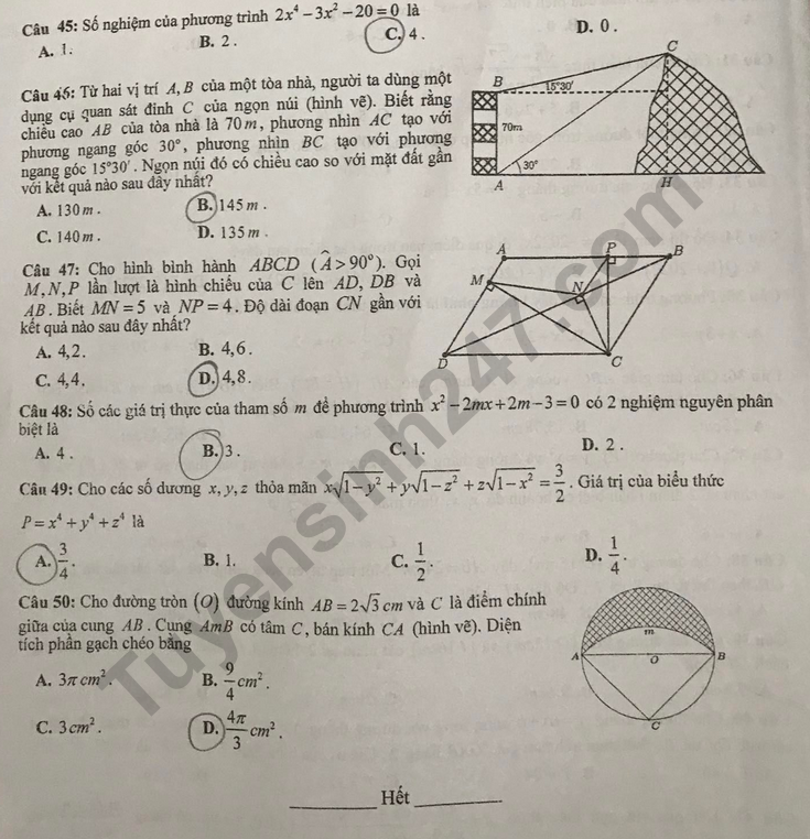 Dap an de thi vao lop 10 nam 2022 mon Toan - tinh Yen Bai