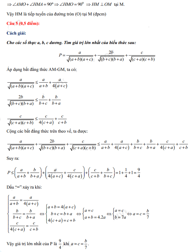 Đáp án đề thi tuyển sinh lớp 10 môn Toán Lạng Sơn 2022