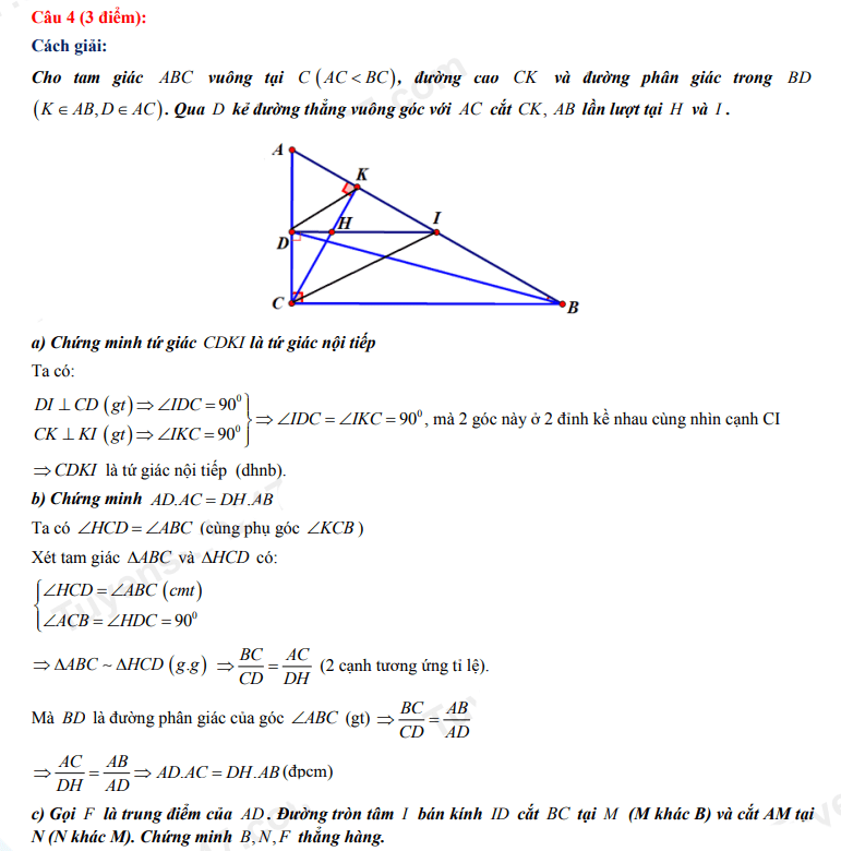 Đáp án đề thi tuyển sinh lớp 10 môn Toán Nghệ An 2022