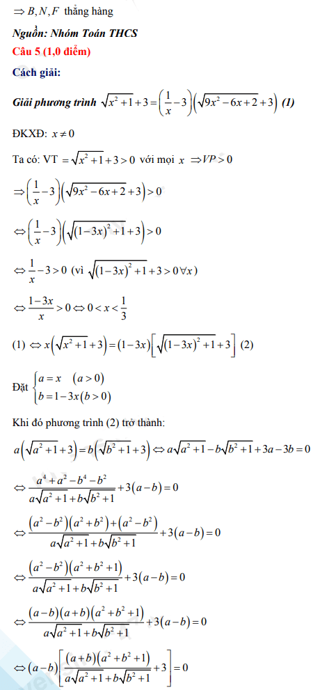 Đáp án đề thi tuyển sinh lớp 10 môn Toán Nghệ An 2022