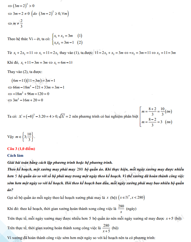 Đáp án đề thi tuyển sinh lớp 10 môn Toán Ninh Bình 2022