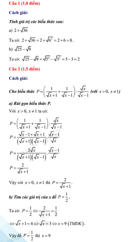 Đáp án đề thi vào lớp 10 môn Toán Lào Cai 2022