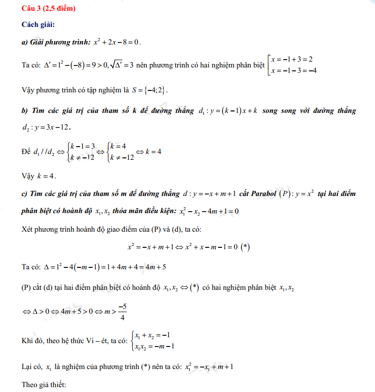 Đáp án đề thi vào lớp 10 môn Toán Lào Cai 2022