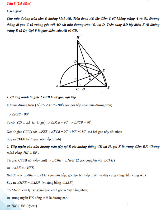 Đáp án đề thi tuyển sinh lớp 10 môn Toán Kon Tum 2022