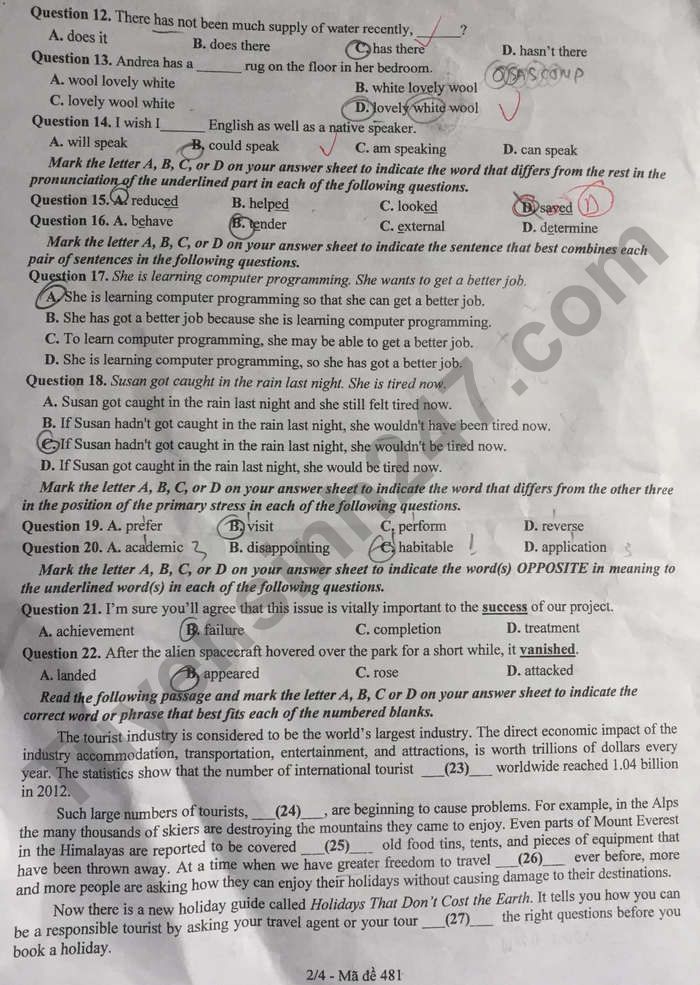 Dap an de thi mon Anh vao lop 10 tinh Bac Ninh 2022