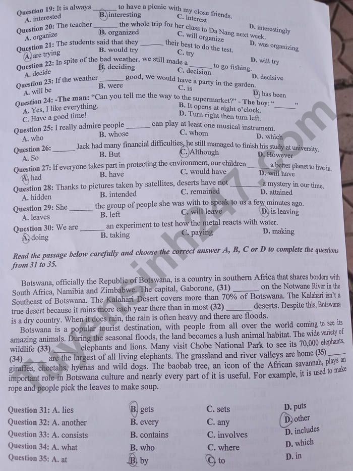 Đề thi vào 10 môn Anh Tuyên Quang 2022