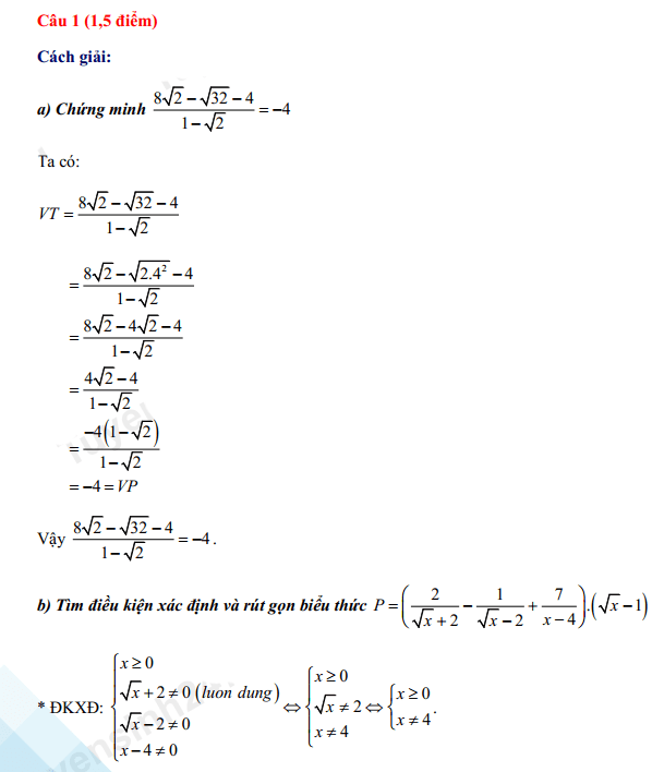 Đáp án đề thi tuyển sinh lớp 10 môn Toán Nam Định 2022