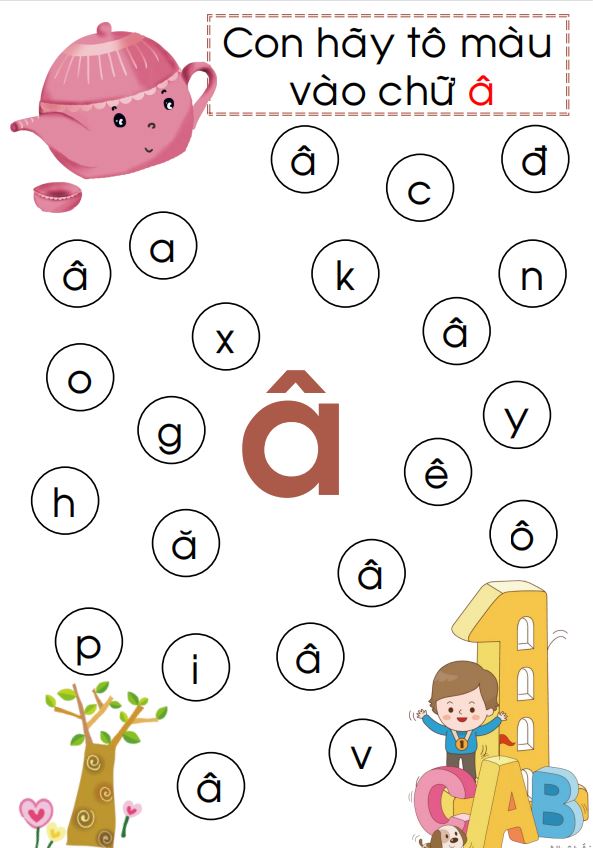 File tập tô chữ cái tiếng Việt cho bé