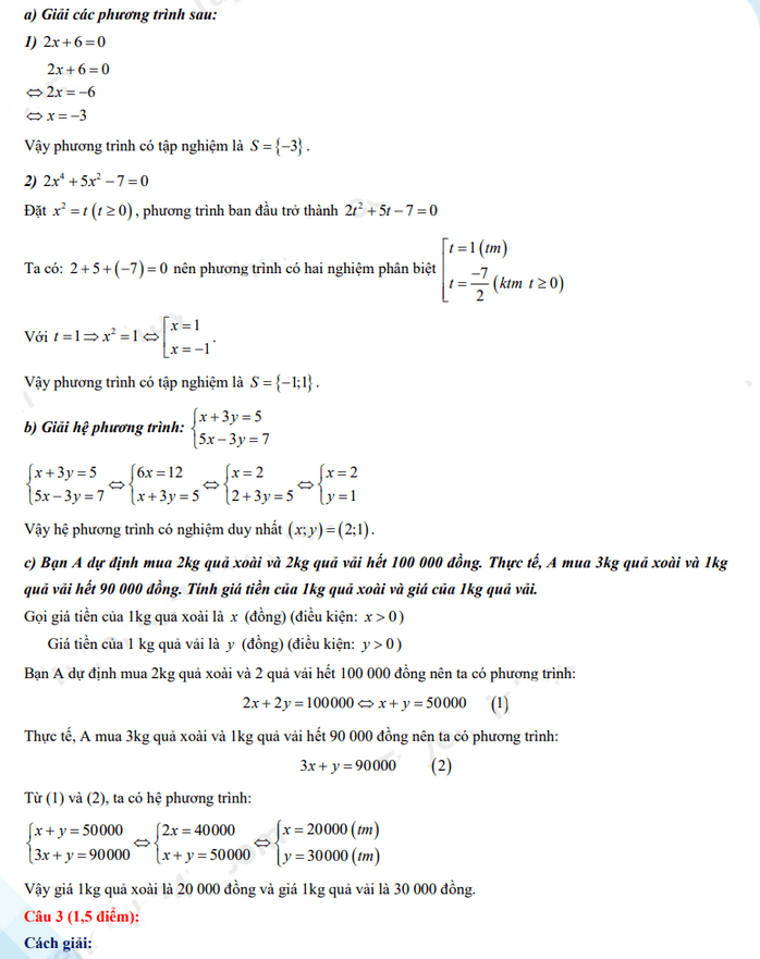 Đáp án đề thi vào 10 môn Toán Bắc Kạn 2022