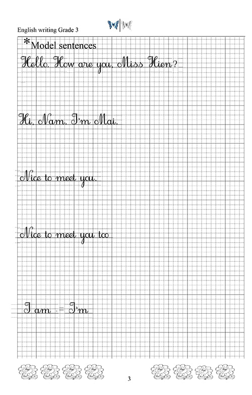 Mẫu vở luyện viết từ vựng tiếng Anh lớp 3