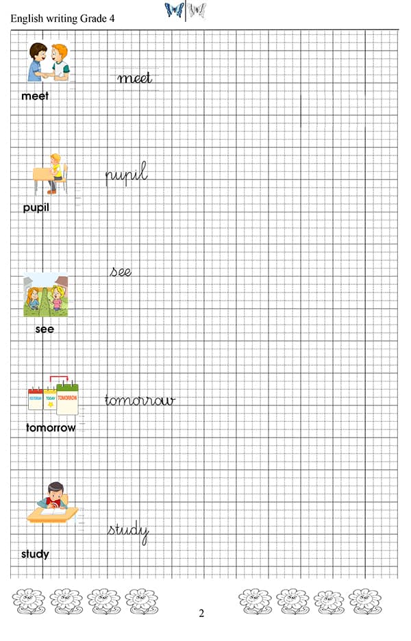 Mẫu vở luyện viết từ vựng tiếng Anh lớp 4