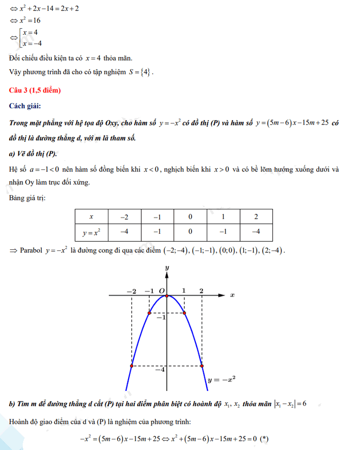 Đáp án đề thi tuyển sinh lớp 10 môn Toán Hậu Giang 2022