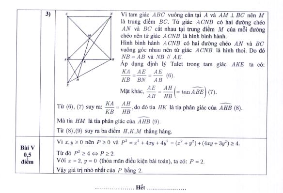 Đáp án đề thi vào 10 môn Toán 2022 Hà Nội chính thức