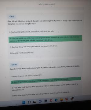 Đáp án trắc nghiệm tập huấn môn TNXH lớp 3 Chân trời sáng tạo