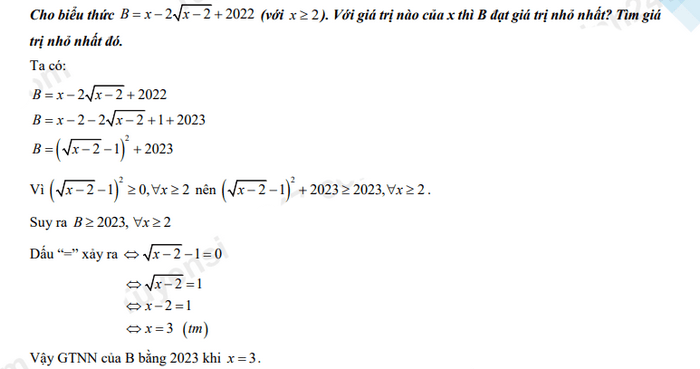 Đáp án đề thi tuyển sinh lớp 10 môn Toán 2022 Trà Vinh
