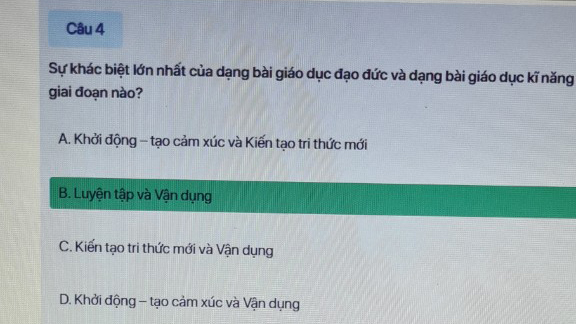 Đáp án trắc nghiệm tập huấn môn Đạo đức lớp 3 Chân trời sáng tạo