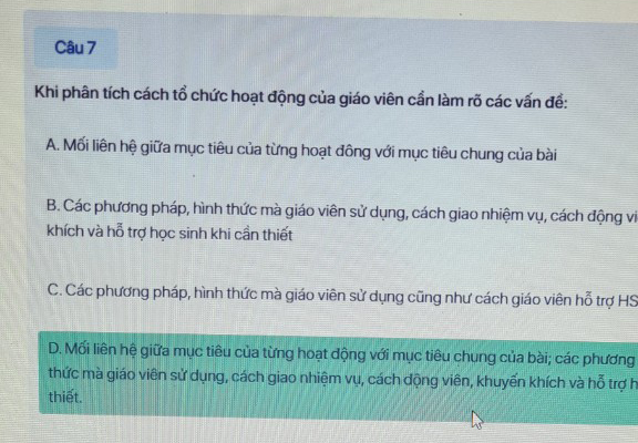 Đáp án trắc nghiệm tập huấn môn Đạo đức lớp 3 Chân trời sáng tạo