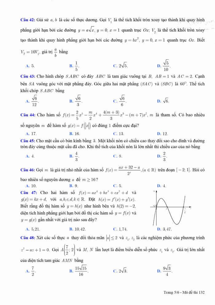 Đề thi thử môn Toán chuyên ĐH Vinh 2022 lần 3