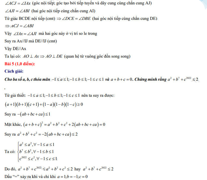 Đáp án đề thi lớp 10 môn Toán 2022 Ninh Thuận