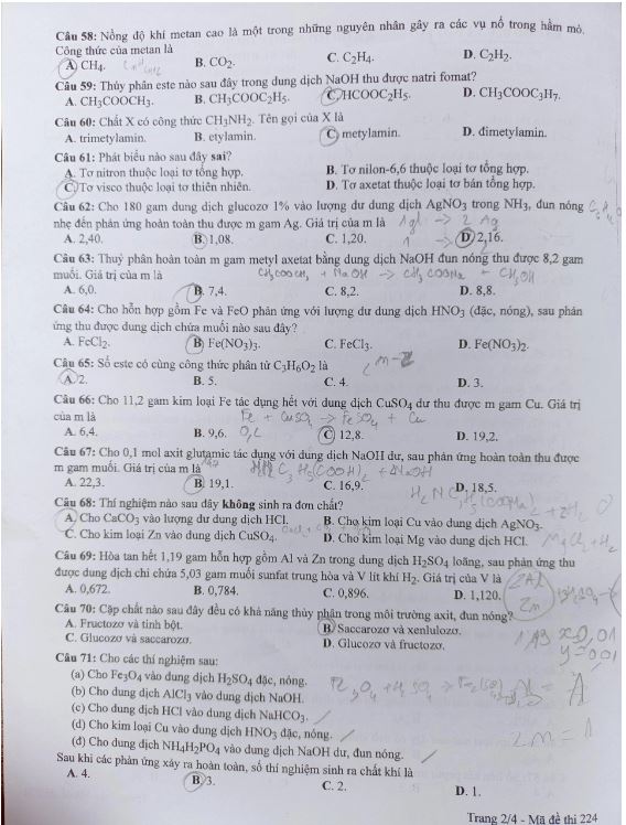Đề thi THPT quốc gia 2022 môn Hóa