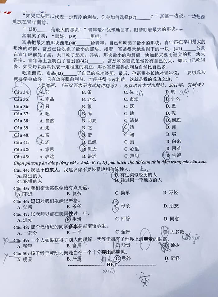 Đề thi THPT quốc gia môn tiếng Trung