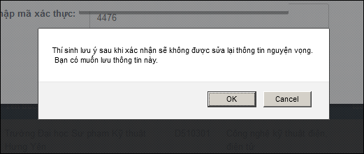 Thay đổi nguyện vọng đăng ký xét tuyển