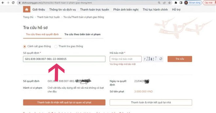 Tra cứu biên bản vi phạm giao thông