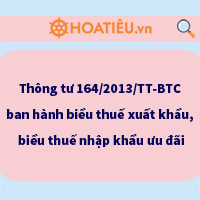 Thông tư 164/2013/TT-BTC ban hành biểu thuế xuất khẩu, biểu thuế nhập khẩu ưu đãi