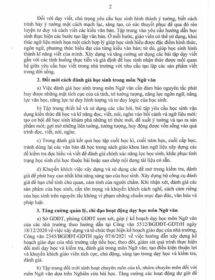 Công văn số 3175/BGDĐT-GDTrH